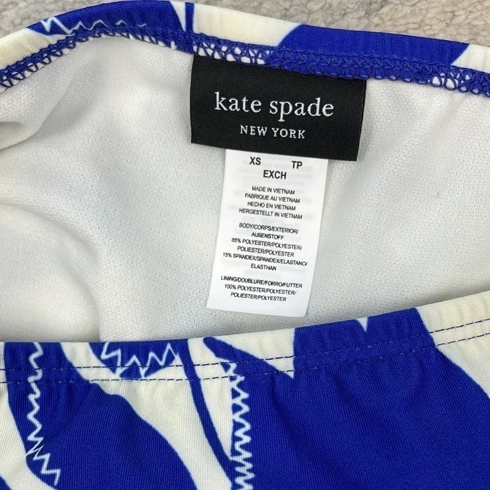 NWT Kate Spade Blue Berry Shoulder Tie Bikini Swimsuit Floral Sz XS